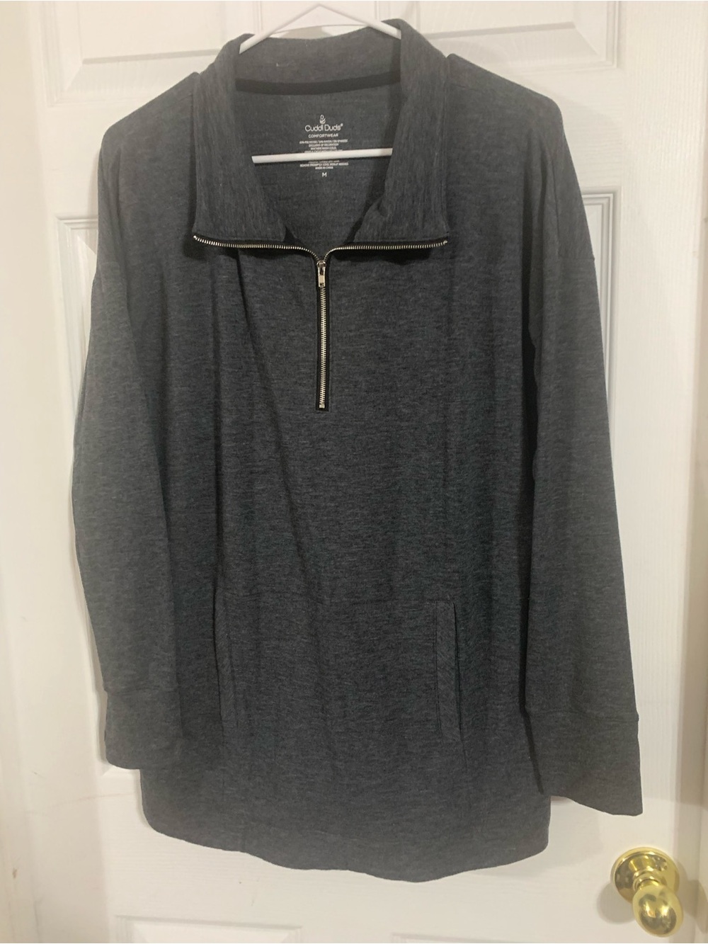 Cuddl Duds Dark Charcoal Gray Half-Zip Pullover